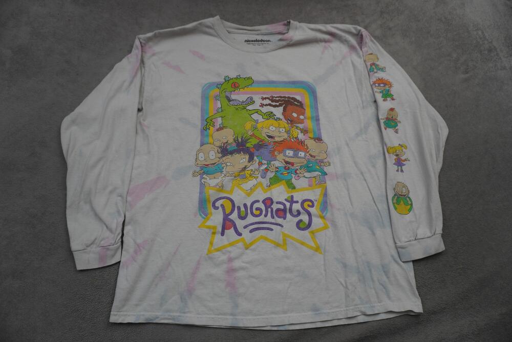 Nickelodeon Shirt Womens 1X White Rugrats Graphic Long Sleeve Tie Dye Cartoon